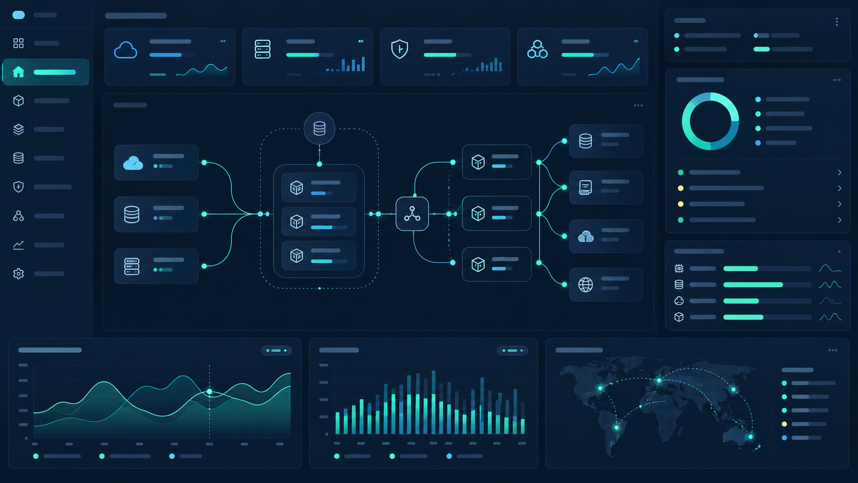 Cloud operations control plane showing connected infrastructure